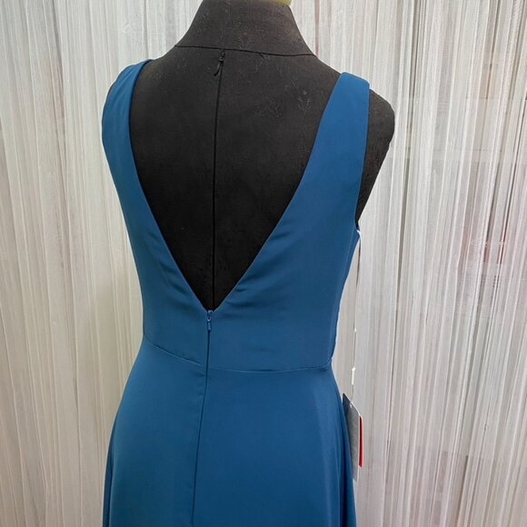 JJ's House Ink A-line V-Neck Floor-Length Chiffon Bridesmaid Dress Size 10 - Picture 6 of 16